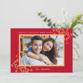 Carte de voeux pour le Nouvel An chinois en fleurs (Debout devant)