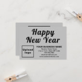 Carte de voeux pour le Nouvel An gris petit plat (Devant/Arrière en situation)