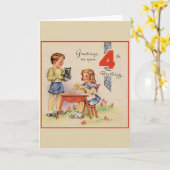 Carte de voeux pour le quatrième anniversaire vint (Fleur jaune)