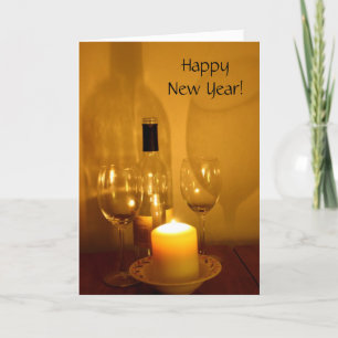 Carte de Vœux pour le Vin et les Verres du Nouvel