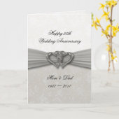 Carte de voeux pour les 25 ans de mariage en damas (Fleur jaune)