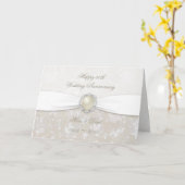 Carte de voeux pour les 30 ans de mariage damassé (Fleur jaune)