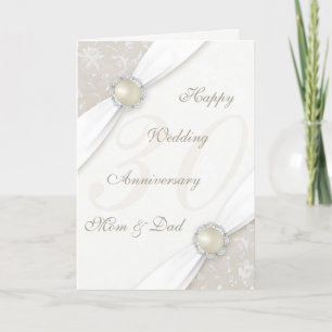 Carte de voeux pour les 30 ans de mariage en damas