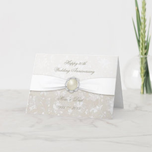 Carte de voeux pour les 30 ans de mariage en damas
