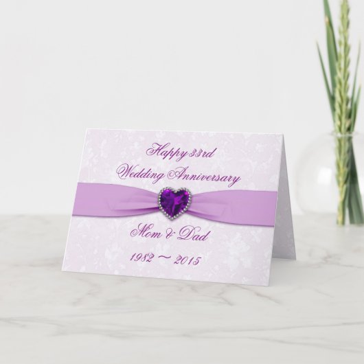 Carte de vœux pour les 33 ans de mariage Damask (Devant)