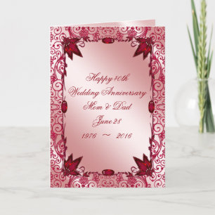 Carte de voeux pour les 40 ans de mariage de Rubis