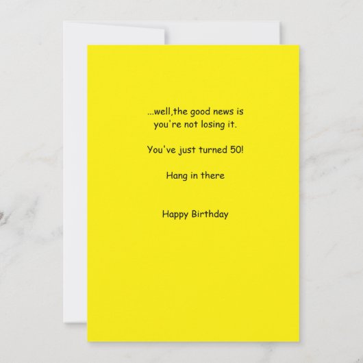 Carte de voeux pour les 50 ans (Dos)