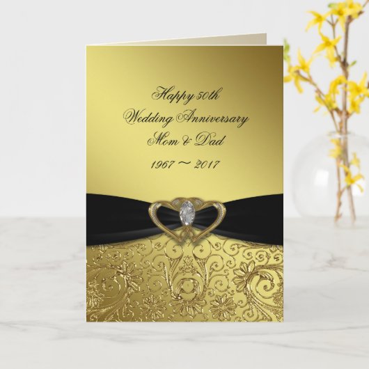 Carte de vœux pour les 50 ans de mariage (Fleur jaune)