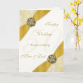 Carte de voeux pour les 50 ans de mariage en damas (Fleur jaune)
