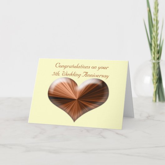 Carte de vœux pour les 5 ans de mariage avec un ve (Devant)