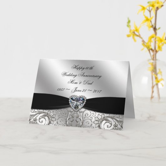 Carte de vœux pour les 60 ans de mariage de diaman (Fleur jaune)