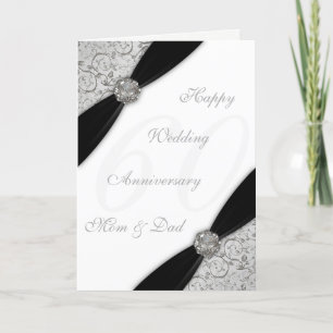 Carte de voeux pour les 60 ans de mariage en damas
