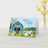 Carte de voeux pour les animaux de ferme de Barnya (Fleur jaune)