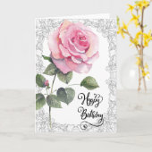 Carte de voeux pour les anniversaires (Fleur jaune)