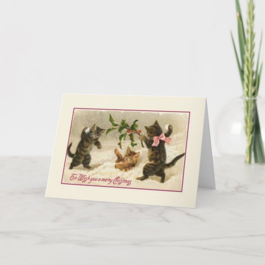 Carte de voeux pour les chats de Noël victoriens (Devant)