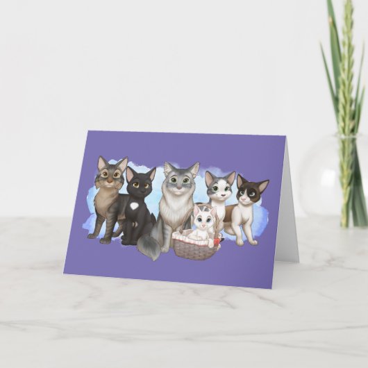 Carte de voeux pour les chats et l'équipage 5" x 7 (Devant)