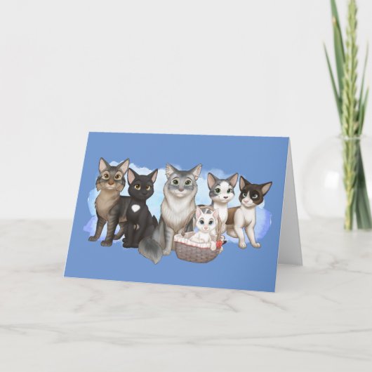Carte de voeux pour les chats et l'équipage 5" x 7 (Devant)