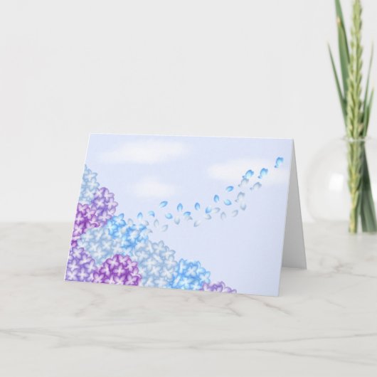 Carte de voeux pour les hydrangées et papillons (Devant)