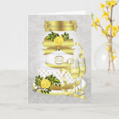 Carte de vœux pour les noces d'or avec gâteau (Fleur jaune)