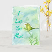 Carte de voeux pour les oiseaux de la fête des mèr (Fleur jaune)