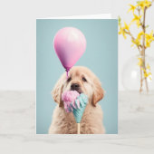 Carte de voeux pour l'essayeur d'or de chien migno (Fleur jaune)