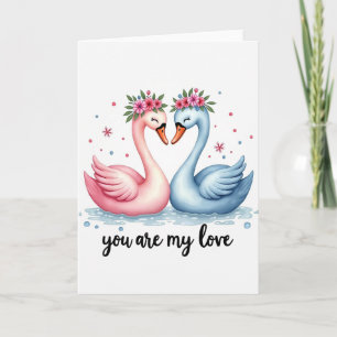 Carte de vœux pour l'histoire d'amour des cygnes