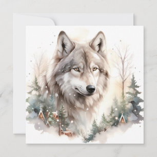 Carte de voeux pour loup d'hiver