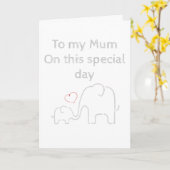 Carte de vœux pour maman éléphant (Fleur jaune)