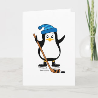 Carte de voeux pour manchot de hockey