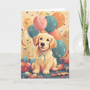 Carte de voeux pour marionnettes Golden Retriever