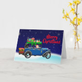 Carte de voeux pour Noël père Noël Car (Fleur jaune)