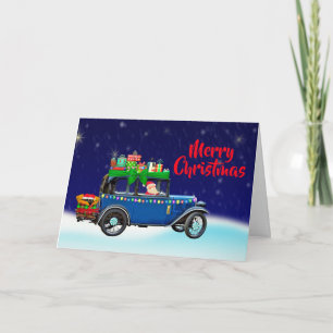 Carte de voeux pour Noël père Noël Car