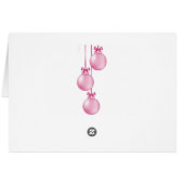 Carte de voeux pour ornements de Noël rose (Dos Horizontal)