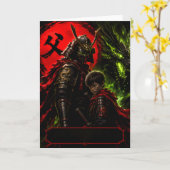 Carte de vœux pour papa Samouraï Dragon (Fleur jaune)