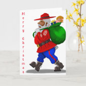 Carte de voeux pour Père Noël militaire afro-améri (Fleur jaune)