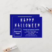 Carte de voeux pour petits plats bleus d'Halloween (Devant/Arrière en situation)