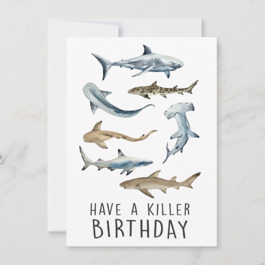 Carte de voeux pour requins - Avoir un anniversair (Devant)