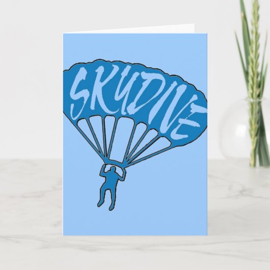 Carte de voeux pour skydiver à thème bleu (Devant)