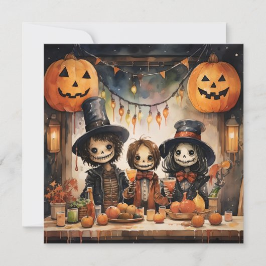 Carte de vœux pour soirée d'Halloween (Devant)