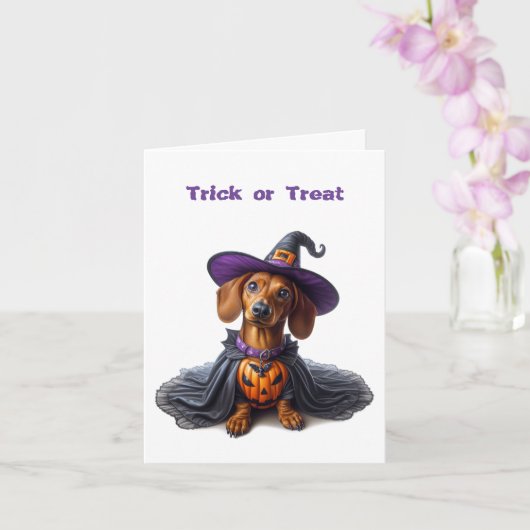 Carte de voeux pour sorcière d'Halloween Cute Dach (Orchidée)