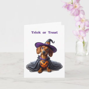 Carte de voeux pour sorcière d'Halloween Cute Dach