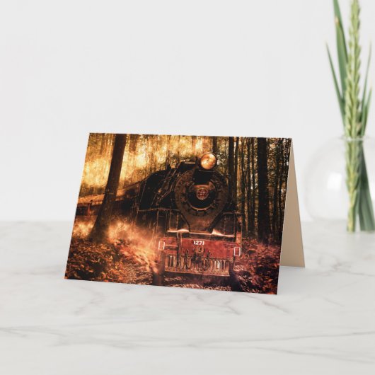Carte de voeux pour train forestier imaginaire (Devant)