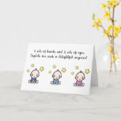 carte de voeux pour triplets, bébé triplet d'accue (Fleur jaune)