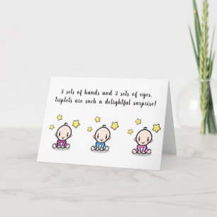 carte de voeux pour triplets, bébé triplet d'accue