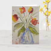 Carte de voeux pour tulipes d'aquarelle (Fleur jaune)