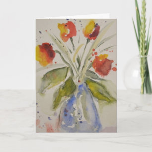 Carte de voeux pour tulipes d'aquarelle