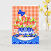 Carte de voeux pour tulipes et Teacup (Fleur jaune)