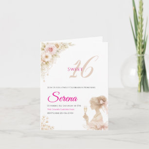 Carte de vœux pour un anniversaire Sweet 16 Fleur