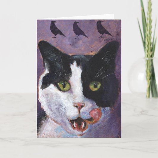 Carte de voeux pourpre de chat (Devant)