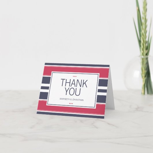 Carte de voeux Preppy Red, White & Blue Merci (Devant)
